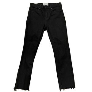 Everlane Jeans Womens 27R Straight Leg Frayed Hem Black Parisian Muted